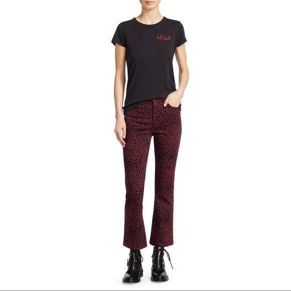 NWT rag & bone Hana Cheetah Cropped Bootcut Jeans Size 27 - Picture 1 of 10